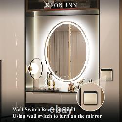 Oval LED Mirror for Bathroom 24 X 32 Inch Front & Back Light Oval Lighted Mirror