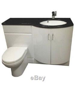 P Shaped Bathroom Suite Complete Vanity Unit Back to Wall Toilet and Screen