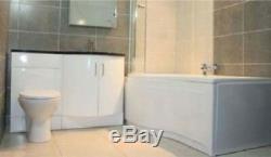 P Shaped Bathroom Suite Complete Vanity Unit Back to Wall Toilet and Screen