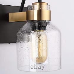 PRESDE Black Vintage Bathroom Vanity Light Fixtures over Mirror Bath 3-Light Van