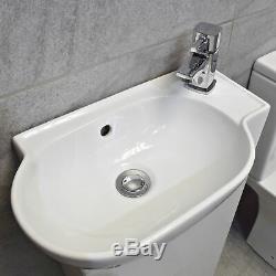 Pacific Cloakroom Slimline Basin Sink Vanity Unit + Toilet Set Suite 450mm White