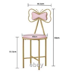 Pink Soft Velvet Dressing Table Chair Vanity Stool Kids Study Desk Chair Bedroom