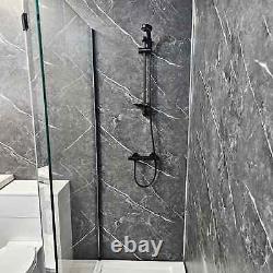Playtime Black Walk In Shower Suite Inc Tray & White Vanity Set with Black Tap