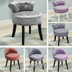 Plush/Crushed Velvet Dressing Table Chair Vanity Stool Bedroom Makeup Pad Seat