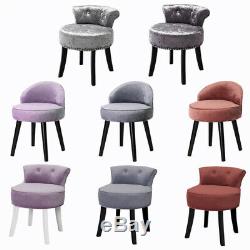 Plush/Crushed Velvet Dressing Table Chair Vanity Stool Bedroom Makeup Pad Seat