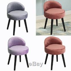Plush/Crushed Velvet Dressing Table Chair Vanity Stool Bedroom Makeup Pad Seat