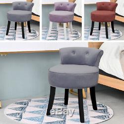 Plush/Crushed Velvet Dressing Table Chair Vanity Stool Bedroom Makeup Pad Seat