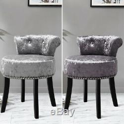 Plush/Crushed Velvet Dressing Table Chair Vanity Stool Bedroom Makeup Pad Seat