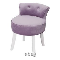 Purple Velvet Dressing Table Chair Low Back Padded Vanity Coffee Stool Lounge UK