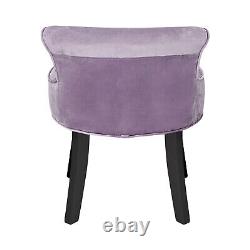 Purple Velvet Dressing Table Chair Low Back Padded Vanity Coffee Stool Lounge UK