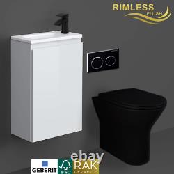RAK Black Back To Wall Toilet Vanity Unit Basin GIBERIT Cistern Cloakroom Suite