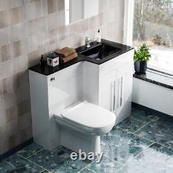 RH 1100mm Black Basin and White Vanity Cabinet WC Unit BTW Toilet Ason