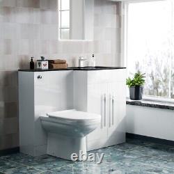 RH 1100mm Black Basin and White Vanity Cabinet WC Unit BTW Toilet Ason