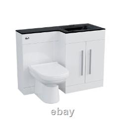 RH 1100mm Black Basin and White Vanity Cabinet WC Unit BTW Toilet Ason