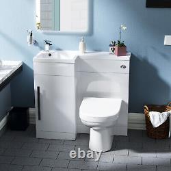 Raven LH 900mm Vanity Basin Unit, WC Unit & Elso Back to Wall Toilet White