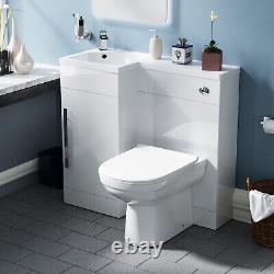 Raven LH 900mm Vanity Basin Unit, WC Unit & Elso Back to Wall Toilet White