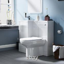 Raven LH 900mm Vanity Basin Unit, WC Unit & Elso Back to Wall Toilet White