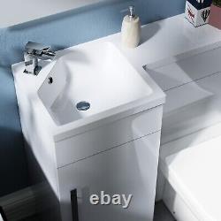 Raven LH 900mm Vanity Basin Unit, WC Unit & Elso Back to Wall Toilet White