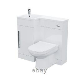 Raven LH 900mm Vanity Basin Unit, WC Unit & Elso Back to Wall Toilet White