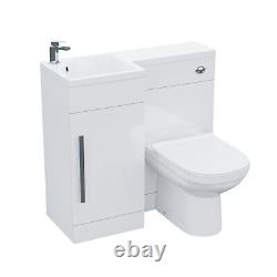 Raven LH 900mm Vanity Basin Unit, WC Unit & Elso Back to Wall Toilet White