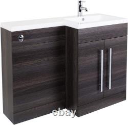 Right Hand Grey Combi Vanity Unit with Basin, Back-to-Wall & Dual Flush Cistern