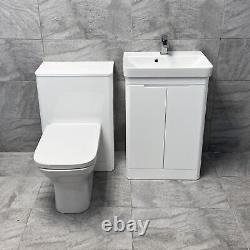 Ross Anthracite Grey or White Gloss 550mm Vanity Sink Unit & WC Unit Ensuite Set