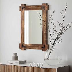 Rustic Wood Mirror for Bathroom, Decorative Framed Farmhouse Natural Vanity Mirr