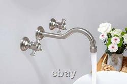 SITGES Wall Faucet, Two Handle Bathroom Sink Wall Mount Faucet with Rough in