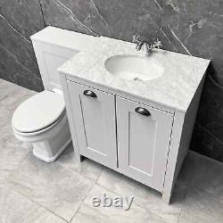 Salisbury Traditional 1300mm Light Grey Vanity Set Inc Toilet & Marble Worktop
