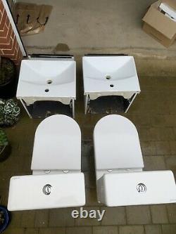 Saneux Air Open Back Rimless Close Coupled Soft Close Toilet + Vanity Sink Unit