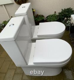 Saneux Air Open Back Rimless Close Coupled Soft Close Toilet + Vanity Sink Unit