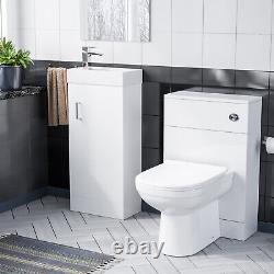 Sano 400mm White Floor Standing Vanity Cabinet, Back to Wall Toilet & WC unit