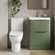 Satin Green 600mm Vanity Unit & Rimless Fully Back To Wall Toilet Bathroom Set