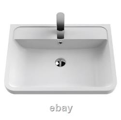 Satin Green 600mm Vanity Unit & Rimless Fully Back to Wall Toilet Bathroom Set