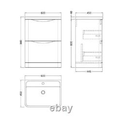 Satin Green 600mm Vanity Unit & Rimless Fully Back to Wall Toilet Bathroom Set
