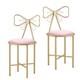 Set Of 2 Modern Makeup Vanity Stool Butterfly Velvet Chair Cushion With Gold Leg