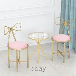 Set of 2 Modern Makeup Vanity Stool Butterfly Velvet Chair Cushion with Gold Leg