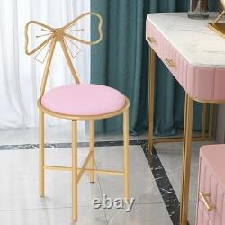 Set of 2 Modern Makeup Vanity Stool Butterfly Velvet Chair Cushion with Gold Leg