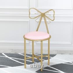 Set of 2 Modern Makeup Vanity Stool Butterfly Velvet Chair Cushion with Gold Leg