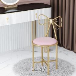 Set of 2 Modern Makeup Vanity Stool Butterfly Velvet Chair Cushion with Gold Leg