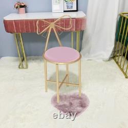 Set of 2 Modern Makeup Vanity Stool Butterfly Velvet Chair Cushion with Gold Leg