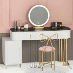 Set of 2 Modern Makeup Vanity Stool Butterfly Velvet Chair Cushion with Gold Leg