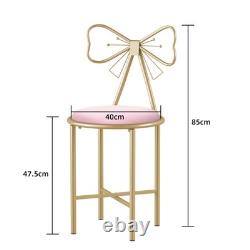 Set of 2 Modern Makeup Vanity Stool Butterfly Velvet Chair Cushion with Gold Leg