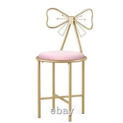 Set of 2 Modern Makeup Vanity Stool Butterfly Velvet Chair Cushion with Gold Leg