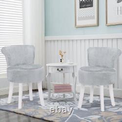 Shaggy Bedroom Dressing Table Chair Faux Fur Upholstered Low Back Makeup Stools