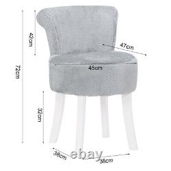 Shaggy Faux Fur Vanity Chair Dressing Table Stool Bedroom Makeup Backrest Seat