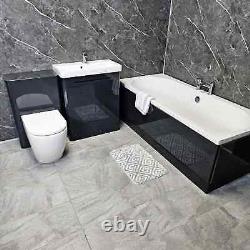 Sharon Double Ended Bath Suite With Ross Anthracite Gloss Vanity Units Inc Taps