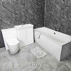 Sharon Double Ended Bathroom Suite With Ross White Gloss Vanity Units & Taps