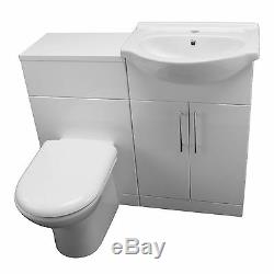 Shower Bath Suite P Shape Vanity Unit Basin Sink Back To Wall Toilet Taps New