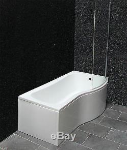 Shower Bath Suite P Shape Vanity Unit Basin Sink Back To Wall Toilet Taps New